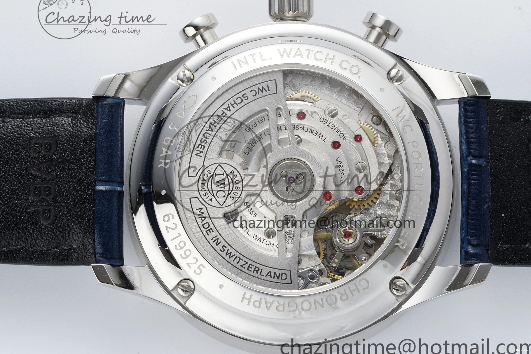 MIROTIME 0205 Portuguese Chrono IW371620 APSF 1:1 Best Edition White Blue Dial on Blue Leather Strap A MultiPurpose 7039